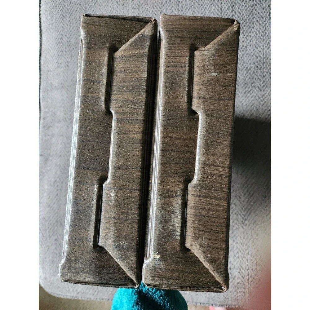 2 Vintage Magazine File Slip Cover Case Holders Letter Size Woodgrain Design